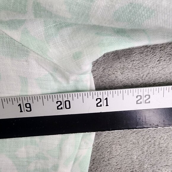 Womens Charter Club Blouse Shirt 100% Linen Teal White Floral Button Up Size 14 - Picture 8 of 10